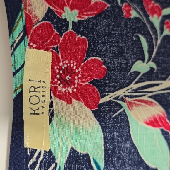 {KORI America} Floral V-Neck Top - Multicolor With Tassles - Picture 10 of 12